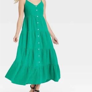 Universal Thread Vibrant Green/Teal Maxi Dress